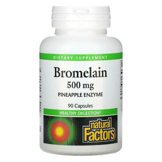 Основне фото товара Natural Factors, Bromelain 500 mg 90, Бромелайн, 90 капсул