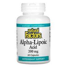 Natural Factors, Альфа-липоевая кислота, Alpha-Lipoic Acid 200...