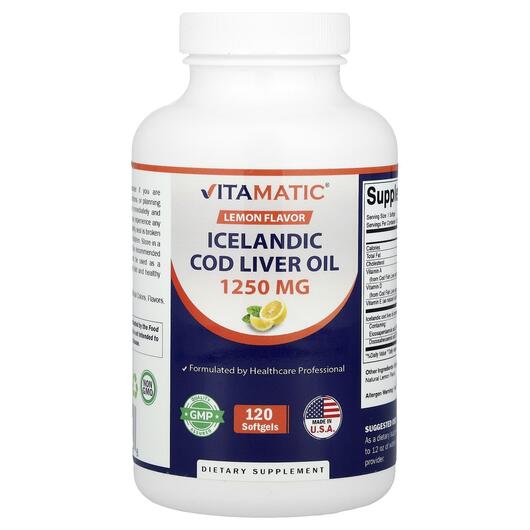 Основное фото товара Norwegian Cod Liver Oil Lemon 1250, Масло печени трески, 120 капс