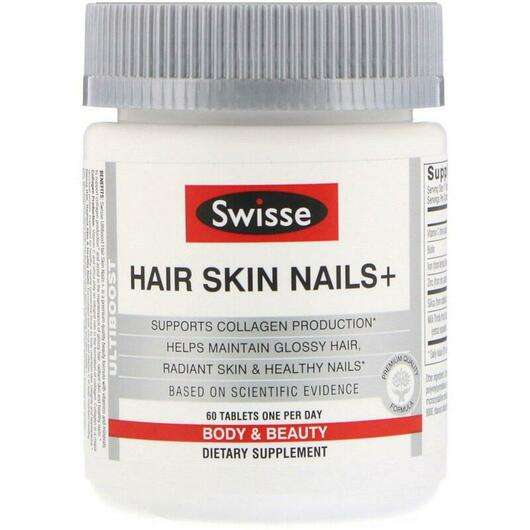 Основне фото товара Swisse, Ultiboost Hair Skin Nails+ 60, Шкіра нігті волосся, 60...
