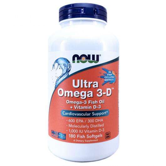 Основне фото товара Now, Ultra Omega 3-D, Ультра Омега 3-D, 180 капсул