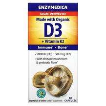 Enzymedica, Organic D3 + Vitamin K2, Вітаміни D3 K2, 60 капсул
