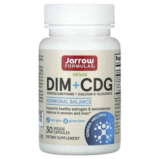 Основне фото товара Jarrow Formulas, DIM + CDG, Дііндолілметан, 30 капсул