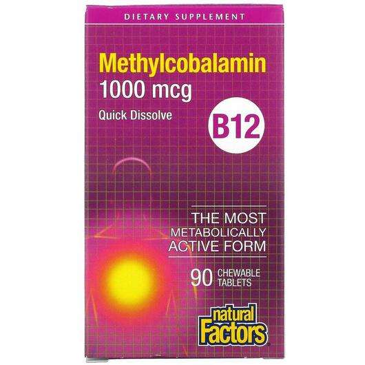 Основне фото товара Natural Factors, B12 Methylcobalamin 1000 mcg, Метилкобаламін ...