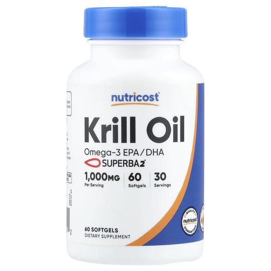 Основне фото товара Nutricost, Krill Oil, Олія Антарктичного Кріля, 60 капсул