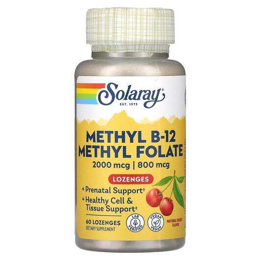 Основне фото товара Solaray, Methyl B-12 Methyl Folate, Метил B-12 Метілфолат, 60 ...