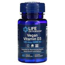 Life Extension, Vegan Vitamin D3 5000 IU, Вітамін D3 125 мкг, ...