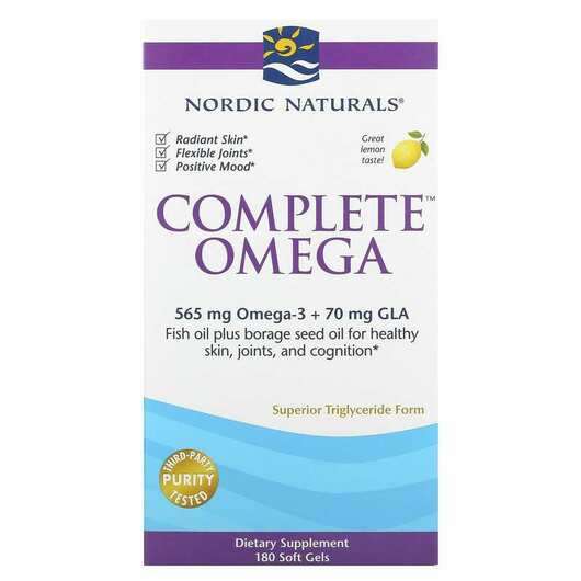 Основне фото товара Nordic Naturals, Complete Omega, Омега 1000 мг, 180 капсул