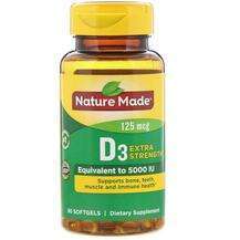 Nature Made, Витамин D3, D3 Extra Strength 125 mcg, 90 капсул