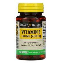 Mason, Vitamin E 400 IU 100, Вітамін E Токофероли, 100 капсул