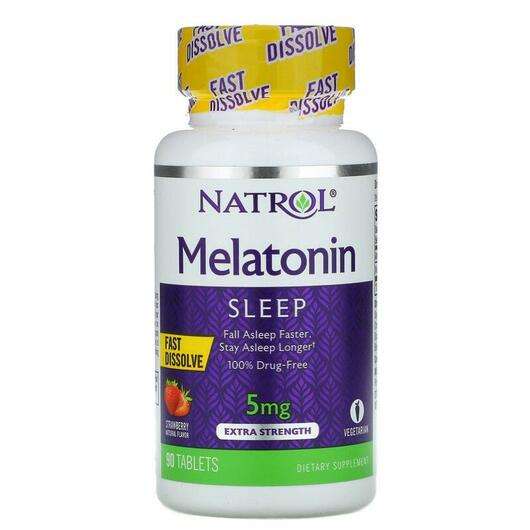 Основне фото товара Natrol, Melatonin Fast Dissolve Extra Strength Strawberry 5 mg...