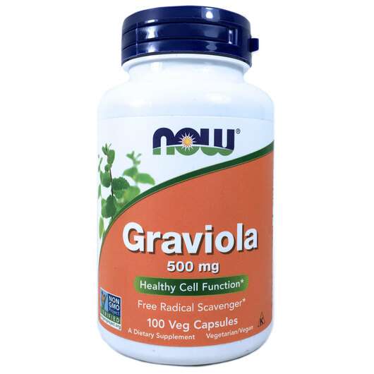 Основное фото товара Now, Гравиола 500 мг, Graviola 500 mg, 100 капсул