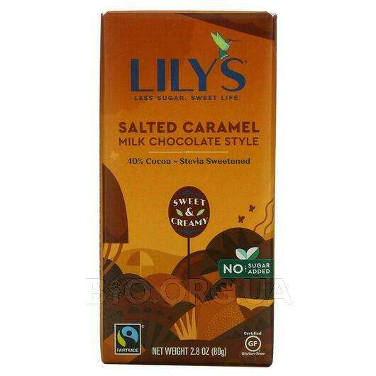 Lily's Sweets Milk Chocolate Style Bar Salted Caramel 40% Cocoa 2, Шоколад, 80 г
