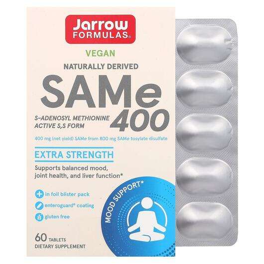 Основне фото товара Jarrow Formulas, SAM-e 400, S-аденозил-L-метіонін 400 мг, 60 т...