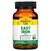 Country Life, Easy Iron 25 mg, Залізо, 90 капсул
