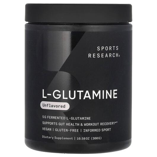 Основне фото товара Sports Research, L-Glutamine Unflavored, L-Глутамін, 300 г
