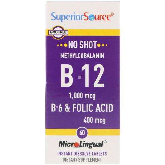 Основне фото товара Methylcobalamin B-12 B-6 & Folic Acid 1000 mg/400 mg, Мети...