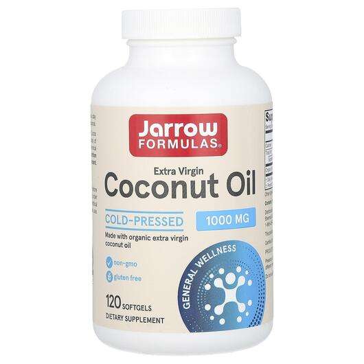 Основне фото товара Jarrow Formulas, Coconut Oil 1000, Кокосова олія, 120 капсул