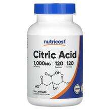 Nutricost, Citric Acid 1000 mg, Лимонна кислота, 120 капсул
