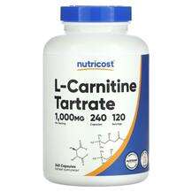 Nutricost, L-Carnitine Tartrate 1000 mg, L-Карнітин, 240 капсул