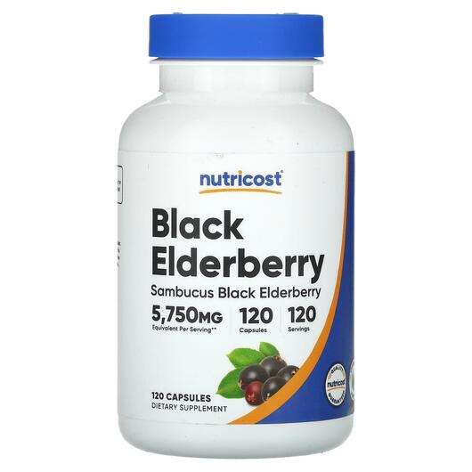 Основне фото товара Nutricost, Black Elderberry 5750 mg, Чорна Бузина, 120 капсул