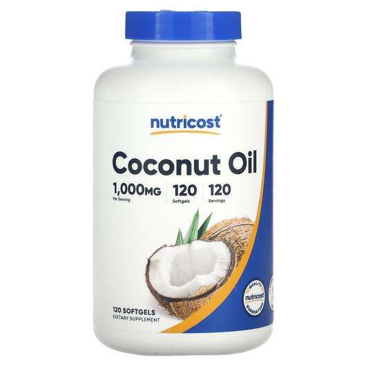 Основне фото товара Nutricost, Coconut Oil 1000 mg, Кокосова олія, 120 капсул