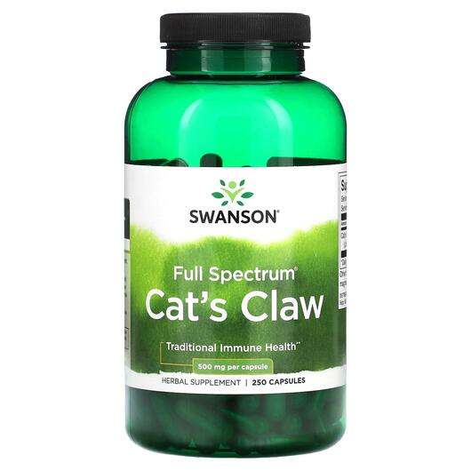 Основне фото товара Swanson, Full Spectrum Cat's Claw 500 mg, Котячий кіготь, 250 ...
