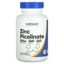 Nutricost, Пиколинат Цинка, Zinc Picolinate 50 mg, 240 капсул