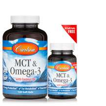 Carlson, MCT & Omega-3 with Coconut Oil 120 +, 30 Soft Gels