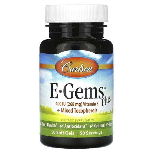 Основное фото товара Carlson, Витамин E Токоферолы, E-Gems Plus 400 IU 268 mg, 50 к...