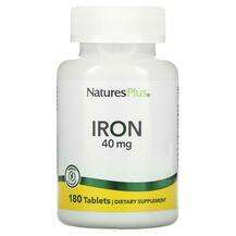 Natures Plus, Iron 40 mg 180, Залізо 40 мг, 180 таблеток