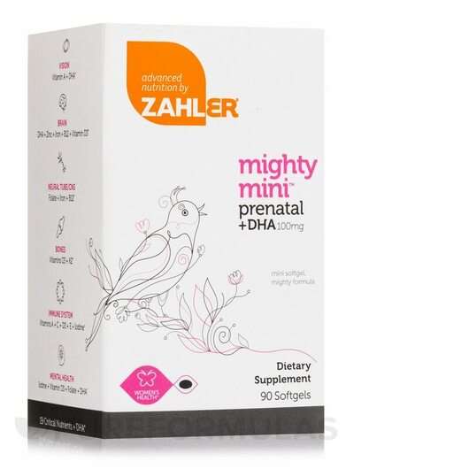 Основне фото товара Zahler, Mighty Mini Prenatal + DHA, Мультивітаміни для вагітни...