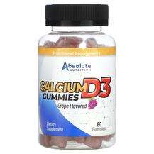 Absolute Nutrition, Calcium D3 Gummies Grape, Кальцій, 60 табл...