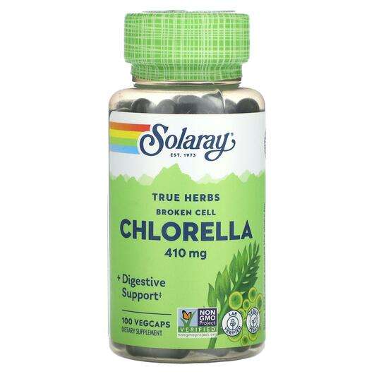 Основне фото товара Solaray, True Herbs Broken Cell Chlorella 410 mg, Хлорела, 100...