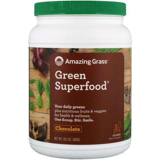 Основне фото товара Amazing Grass, Green Superfood Chocolate, Суперфуд, 800 г