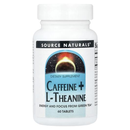 Основное фото товара Source Naturals, Кофеин, Caffeine + L-Theanine, 60 таблеток