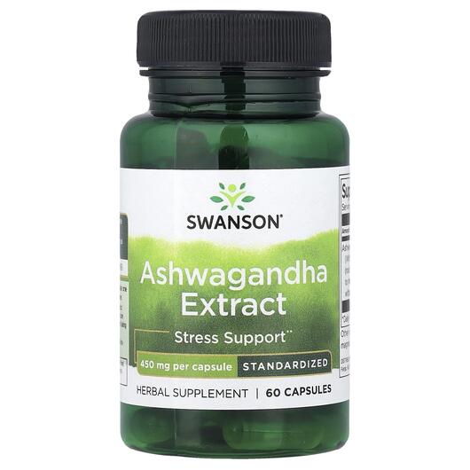 Основне фото товара Ashwagandha Extract Standardized 450 mg, Ашваганда, 60 капсул