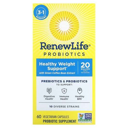 Основное фото товара Renew Life, Пробиотики, Probiotics Healthy Weight Support, 60 ...