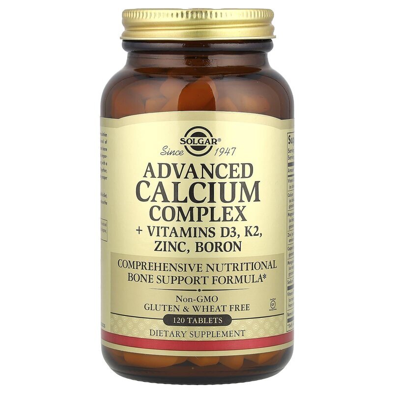 Advanced Calcium Complex Vitamins D3 K2 Zinc Boron 120 T Solgar