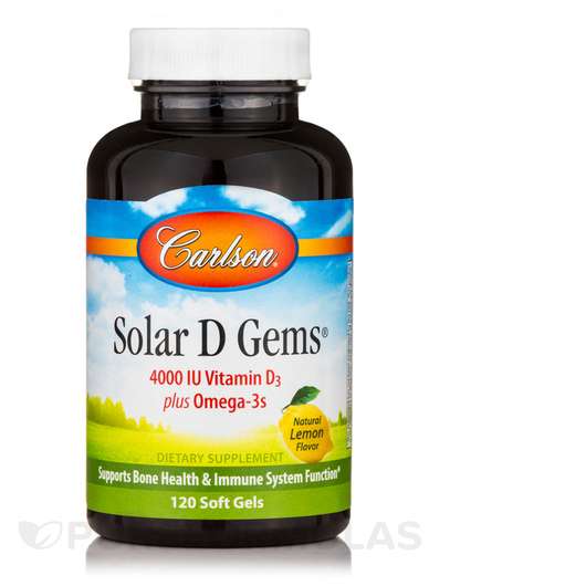Фото товару Solar D Gems 4000 IU 100 mcg Vitamin D3 plus Omega-3s Natural Lemon Flavor