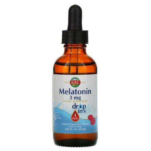 Основне фото товара KAL, Melatonin 3 mg Drops, Мелатонін 3 мг, 55 мл