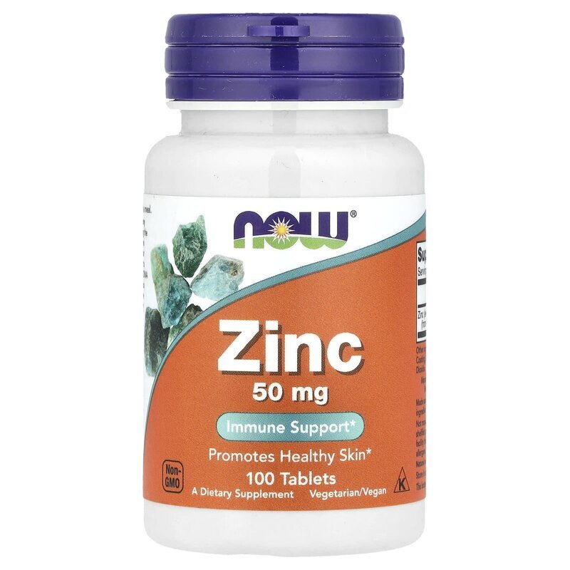 Zinc Gluconate 50 mg 100 Tablets Now Foods