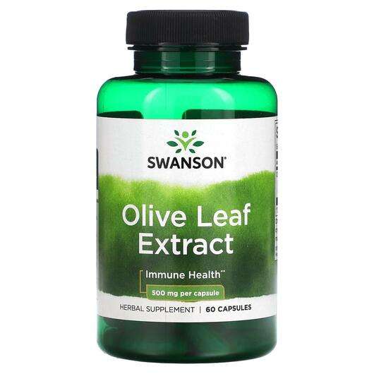 Основне фото товара Swanson, Olive Leaf Extract 500 mg, Оливкове листя, 60 капсул