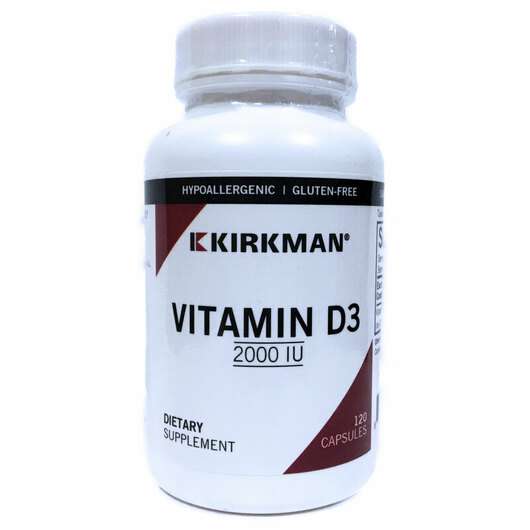 Основне фото товара Kirkman, Vitamin D-3 2000 IU Hypoallergenic, Вітамін D3, 120 к...