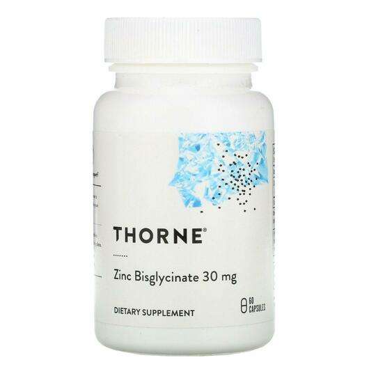 Основне фото товара Thorne, Zinc Bisglycinate 30 mg, Цинк Бісгліцинат 30 мг, 60 ка...