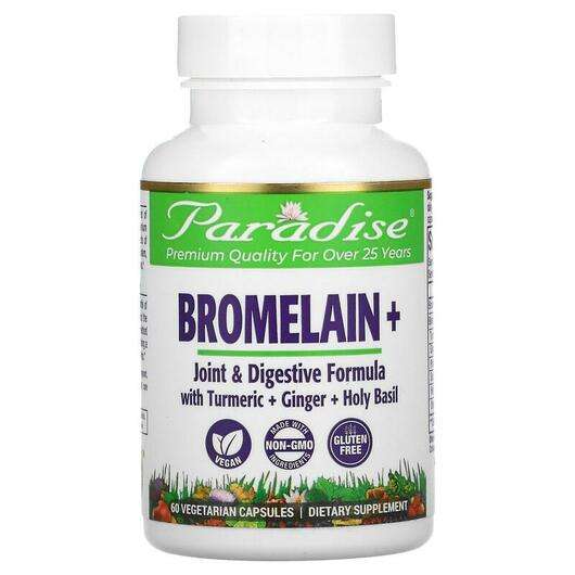 Основне фото товара Paradise Herbs, Bromelain Joint & Digestive Formula 500 mg...