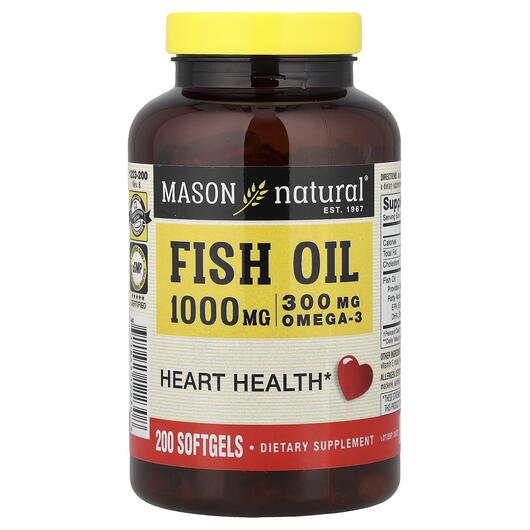 Основное фото товара Mason, Омега 3, Fish Oil 1000 mg, 200 капсул