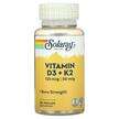 Solaray, Витамин D3, Vitamin D3 + K2, 120 капсул