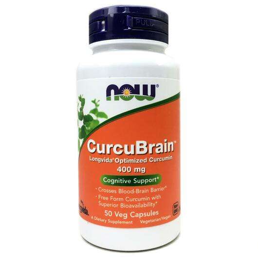 Основне фото товара Now, CurcuBrain, Куркумін 400 мг, 50 капсул
