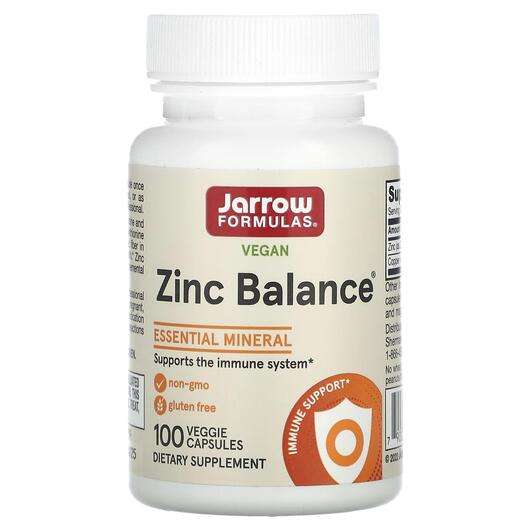 Основне фото товара Jarrow Formulas, Zinc Balance, Цинк L-метіонін, 100 капсул
